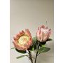 Artificial flowering branch King protea TANIEKA, pink-white, 28"/70cm