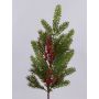 Artificial branch VARDALIA, fir, berries, cones, red-green, 30"/75cm