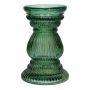 ELEONORE glass flower vase with grooves, recycled, green-clear, 20 cm, Ø 12.5 cm