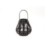 Wooden lantern CHARITHRA with handle, glass insert, black, 6"/15cm, Ø6"/15,5cm