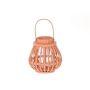 Wooden lantern CHARITHRA with handle, glass insert, orange, 6"/15cm, Ø6"/15,5cm