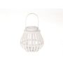 Wooden lantern CHARITHRA with handle, glass insert, white, 6"/15cm, Ø6"/15,5cm