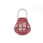 Wooden lantern CHARITHRA with handle, glass insert, berry, 6"/15cm, Ø6"/15,5cm