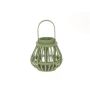Wooden lantern CHARITHRA with handle, glass insert, green, 6"/15cm, Ø6"/15,5cm