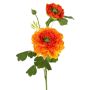 Artificial ranunculus SAGARA, orange-green, 45cm, Ø5–9cm