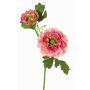 Artificial ranunculus SAGARA, pink-fuchsia-green, 18"/45cm, Ø2"-3.5"/5-9cm