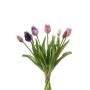 Mixed artificial tulip bouquet LONA, pink-purple, 16"/40cm