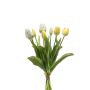 Artificial tulip bouquet mix LONA, white and yellow, 40cm