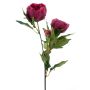 Artificial peony branch THEMIA, dark violet, 26"/65cm