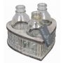 Glass bottles LEATRICE OCEAN in wooden box, 3 glasses, clear, 4.3"/11cm, Ø6"/15cm
