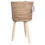 Scandinavian basket planter SOLEA, wooden legs, beige, 13,5"/34cm, Ø8,5"/21,5cm