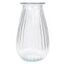 Glass flower vase DORITA grooved, transparent, 8.3"/21 cm, Ø 5"/13 cm