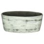 Oval ceramic orchid bowl ADELPHOS, lines, white-dark grey, 13"x6"x6"/33x15x15cm