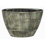 Shabby orchid pot RAKSCHA, ceramic, lines, brown-olive green, 12,5"x5,5"x9"/32x14,5x22,5cm