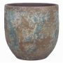 Rustic ceramic pot TSCHIL, colour gradient, brown-green, 8"/20cm, Ø8"/20cm