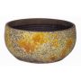 Rustic ceramic bowl TSCHIL, colour gradient, ochre yellow-brown, 5"/13cm, Ø11"/28cm