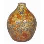 Rustic ceramic balloon vase TSCHIL, colour gradient, ochre yellow-brown, 9,5"/24cm, Ø7"/18cm