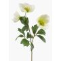 Artificial Christmas rose branch MERUEL, white and green, 45cm