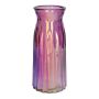 Glass table vase RUBIE, violet-iridescent-clear, 9"/24cm, Ø4.3"/11cm