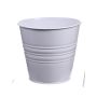 Round zinc pot MICOLATO with grooves, white, 4.7"/12cm, Ø5.3"/13,5cm