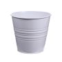 Round zinc pot MICOLATO with grooves, white, 5.1"/13cm, Ø6"/15,5cm