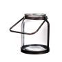 Candle vase with handle SUBRA, glass, metal, transparent, brown, 8"/21,5cm, 6.7"/17cm