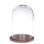 Glass bell HELVIN with wooden base, eco glass, clear, 13"/32cm, Ø 7.5"/19cm