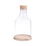 Storage glass ADRIJAN with cork lid and wooden plate, clear, 10"/25cm, Ø2.4"/6cm, Ø5.5"/14cm