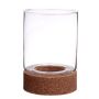 Candle glass BERRO with cork base, clear, 8"/20cm, Ø6"/15cm