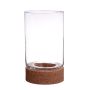 Candle glass BERRO with cork base, clear, 10"/25cm, Ø6"/15cm