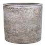 Ceramic planter SAHIN with texture, white-brown, 6,5"/16cm, Ø7"/18cm