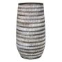 Ceramic plant vase TIAM with grooves, brown-white, 15,5"/40cm, Ø8,5"/22cm