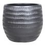 Ceramic plant pot TIAM with grooves, black-matt, 4,5"/11cm, Ø5,5"/14cm