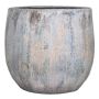 Ceramic planter MORTAZA with texture, blue-beige, 8"/21cm, Ø9"/23cm