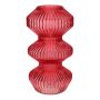 Glass vase LUCELLE with grooves, cherry red, 12"/30cm, Ø6.3"/16cm