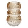 ORLUNE glass flower vase, fluted, amber iridescent, 24cm, Ø15.7cm