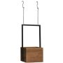 Hanging wooden flowerpot AILSA with metal handle, brown, 10"x9"x20"/26x23,5x52cm