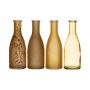 Glass bottles ANYA, 4 pieces, yellow-brown, 7"/18cm, Ø2.4"/6cm