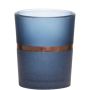Tea light holder DUSTEN, made of glass, decorative stripes, blue-matt, 2.6"/6,5cm, Ø2.2"/5,5cm