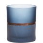 Tea light holder DUSTEN, decorative stripes, blue-matt, 3.1"/8cm, Ø2.8"/7cm