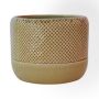 Ceramic plantpot DANYLO, diamond pattern, green-brown, 6"/15cm, Ø7.5"/19cm