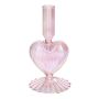 ELIZZA heart-shaped glass candle holder, with base, iridescent light pink, 8.5 x 8.5 x 16.5 cm