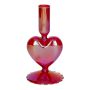 ELIZZA glass heart-shaped candle holder, with base, iridescent red, 8.5 x 8.5 x 16.5 cm