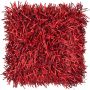 Couch cushion DAKIRA, red, long fringes, 18"x18"/45x45cm