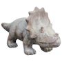 Triceratops dinosaur figurine AMORIA, terracotta, handmade, patinated, beige, 15"x6.3"x8"/38x16x21cm