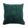 Velvet cushion ALAIA, rose pattern, pine green, 18"x18"/45x45cm