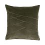 Cuddly velvet cushion NOELANI, diagonal decorative stitching, olive green, 18"x18"/45x45cm
