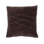 Cuddly velvet cushion NOELANI, diagonal decorative stitching, chocolate brown, 18"x18"/45x45cm