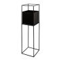 Square plant pot QUANDA with metal stand, black, 10"x10"x3ft/25x25x100cm