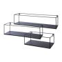 Industrial metal wall shelf QUIANA, 3 pieces, black, 13"x6"x5.1"/32x15x13cm, 20"x6"x5.5"/50x15x14cm, 26"x6"x6"/65x15x16cm